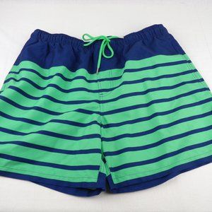 Southern Tide Swim Trunks Men Size XL Green Blue Striped Mesh Lined